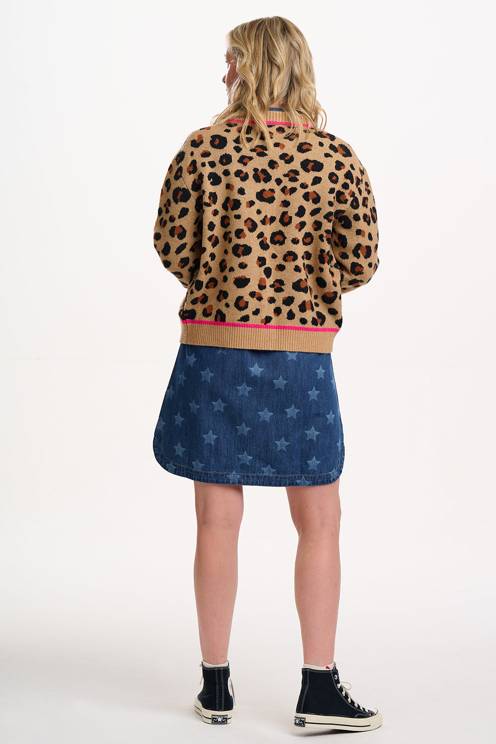 Ilsa Mini Shirt Dress - Mid Blue Denim, Bleached Stars