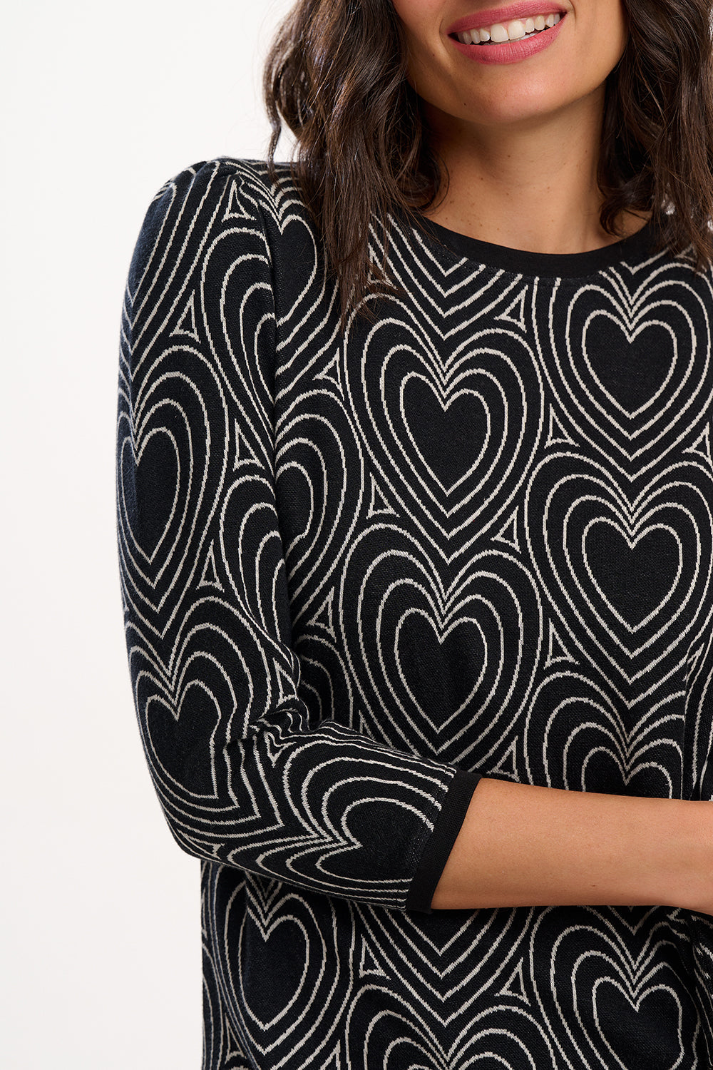 Tamara Jersey Jacquard Mini Dress - Black/Off White, Heart Explosion